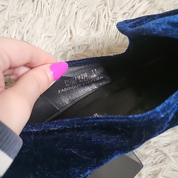 Womens Jeffrey Campbell McGavin Heel Loafers Blue Velvet Velour Size 11 Regency - Picture 7 of 9